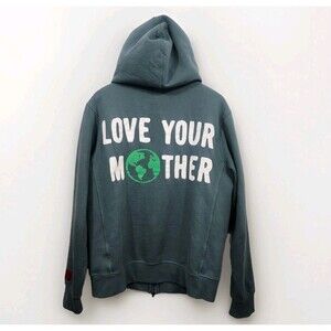 Chnge Mother Nature Full Zio Hoodie Sweatshirt Organic Cotton Logo Pocket Mens L